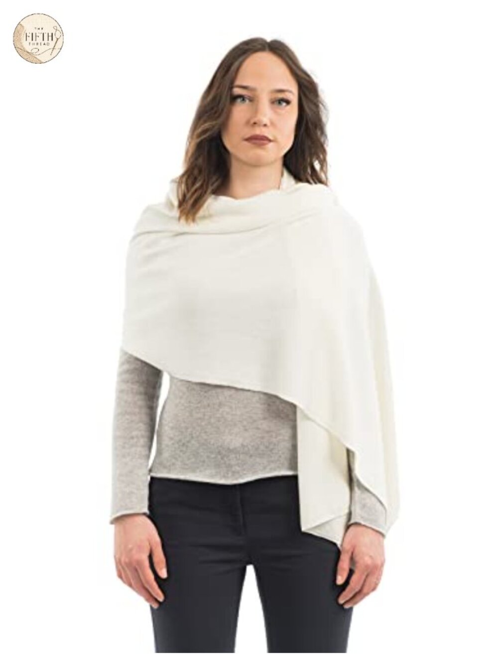 Wool Cashmere Blend Wrap Shawl Stole One Size Knit Scarf